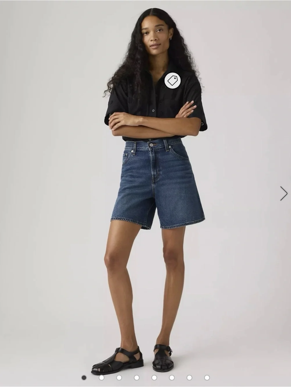 HIGH RISE BAGGY LIGHTWEIGHT WOMEN'S SHORTS, Size 28, Dark Wash